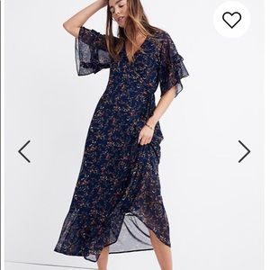 Madewell navy floral wrap dress